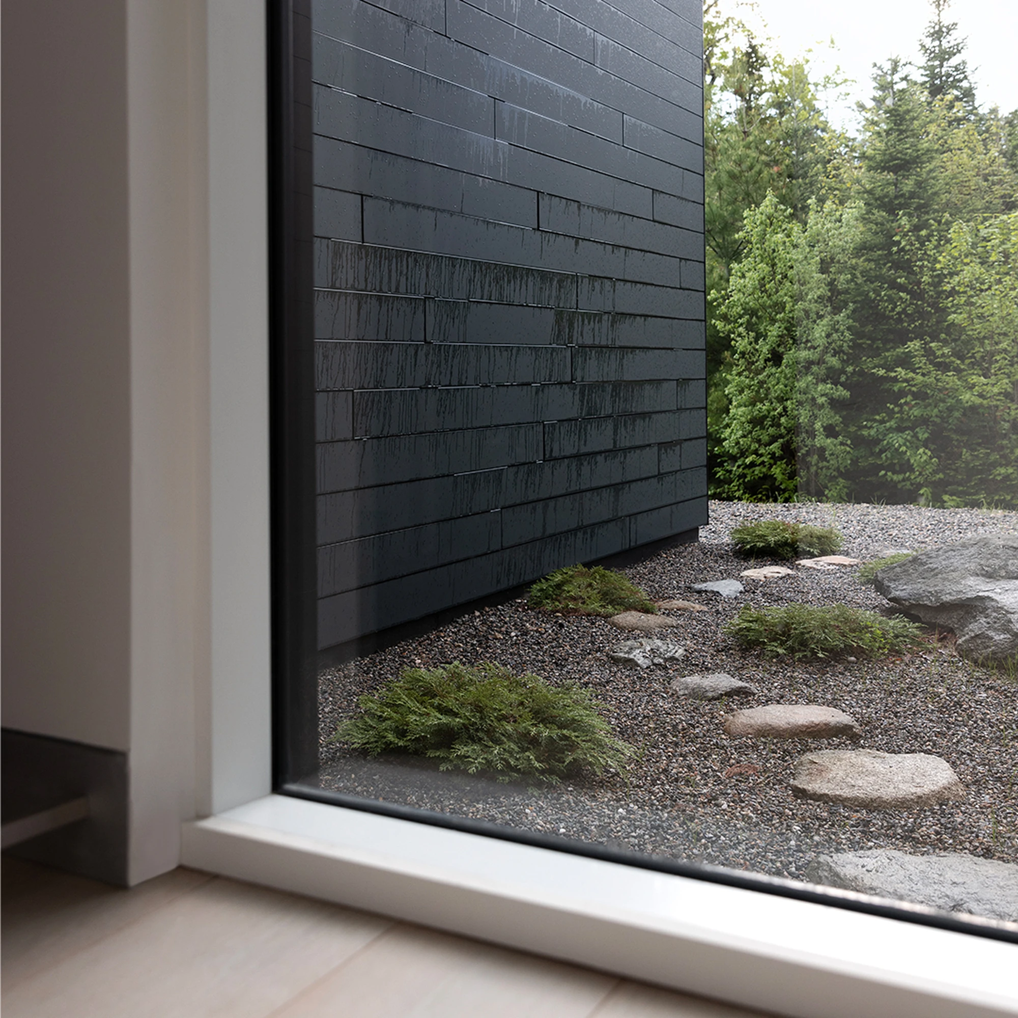 Close-up view of low maintenance windows showing durable glass and clean exterior lines designed to resist moisture and weather exposure