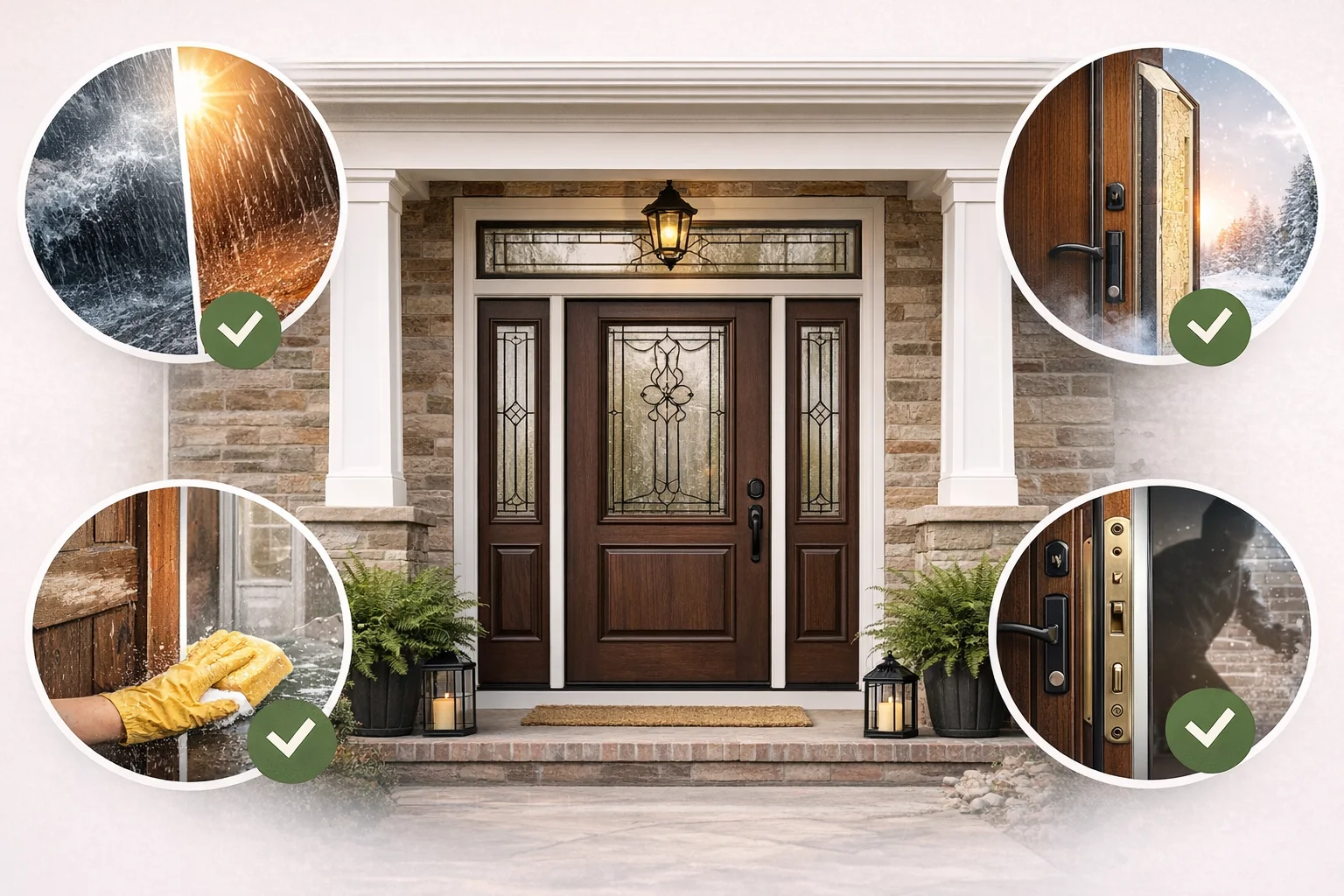 photo of fiberglass front doors installation showing durability, insulation, and security features
