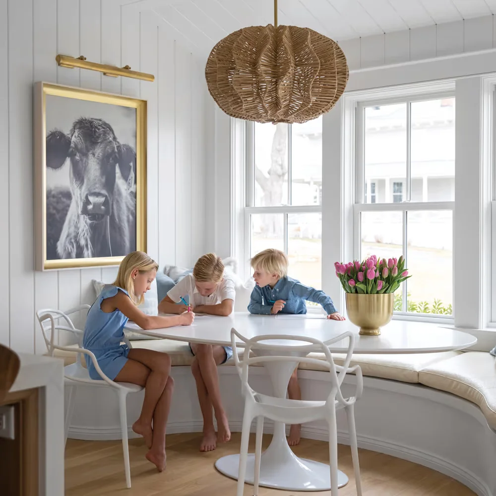 Image of a Marvin windows benefits portrayed through bright dining nook letting in natural light