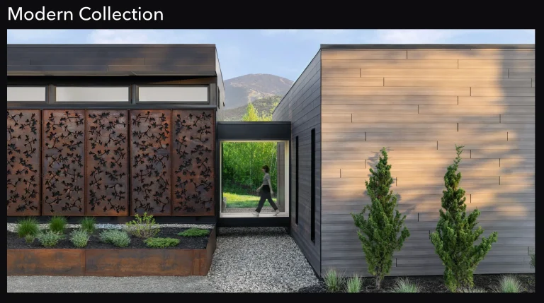 Image of Modern Collection Marvin windows on contemporary home with weathered wood and metal panels