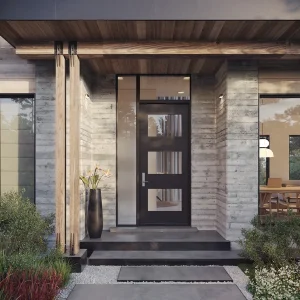 Image of a modern front door answering how long does it take to replace a front door