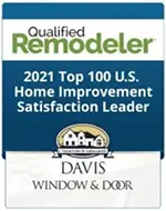 the Qualified Remodeler 2021 Top 100 award badge for Davis Window and Door for Davis Window and Door